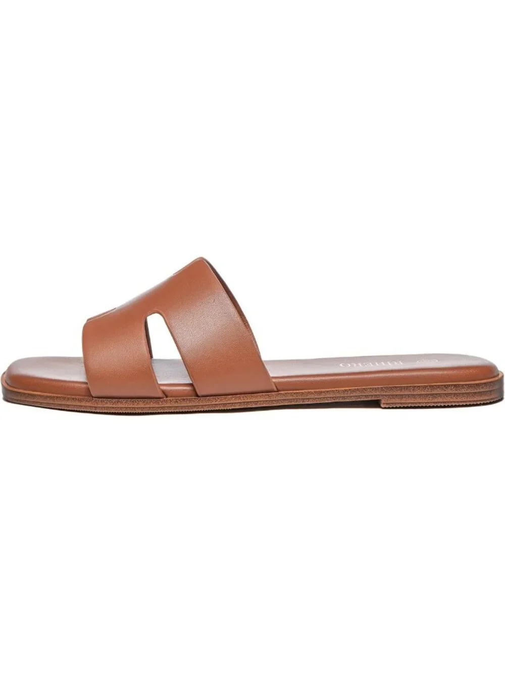 Stylish Women's Flat Slide Sandals - Comfortable Leather Slip-On for Dressy